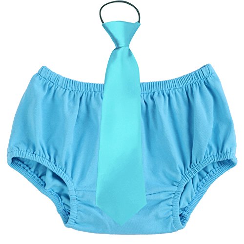 Baby Boys Cake Smash Outfit First Birthday Diaper Cover Bloomers Neck Tie Bowtie set for Toddler B-Day Photo Shoot, Blue, 3-24 Months