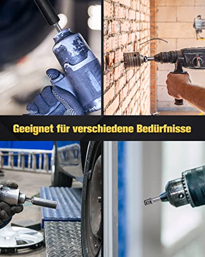 Mr.wintek Stecknuss Adapter, 3-teilig, 1/4\, 3/8\, 1/2\, 1/4-Zoll SAE Sechskantschaft, Cr-V, für Akku-Bohrschrauber, Bohrmaschine & Treiber