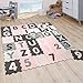 Puzzlematte Spielmatte Schaumstoffmatte Baby Kinder Matte Mädchen Zahlen Buchstaben Pastell Rosa 36 Puzzleteile, Grösse:32x32 cm x 36 Stück