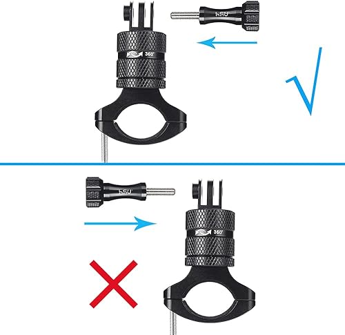 Miniatura 4 de HSU Soporte de manubrio de bicicleta de aluminio para Gopro Hero 1110987654 sesiones AKASO Campark y otras cámaras de acción, montaje giratorio de