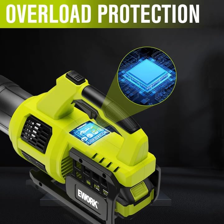 EWORK 21V Cordless Leaf Blower, Powerful Turbo Mode & 550 CFM, 2×3.0Ah Batteries & Fast Charger, Lightweight Electric Leaf Blowers for Lawn Care, Patio, Leaves & Dust - Image 6