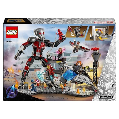 | Marvel Azione di Battaglia Captain America: Civil War - Set con Supereroi, 8 Minifigure Avengers, Aereo Giocattolo Quinjet e Accessori, Giochi per Bambini e Bambine da 10 Anni dal Film 76314 - Lego - Immagine 9