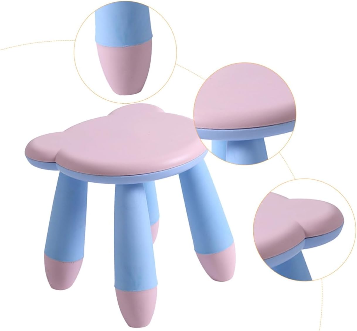 ’s Anti-Slip Cartoon Bear Stool, Thickened Plastic Non-Skid Small Seat, Cute Pink Footstool for Home, Kindergarten, and Shoe Changing Use,