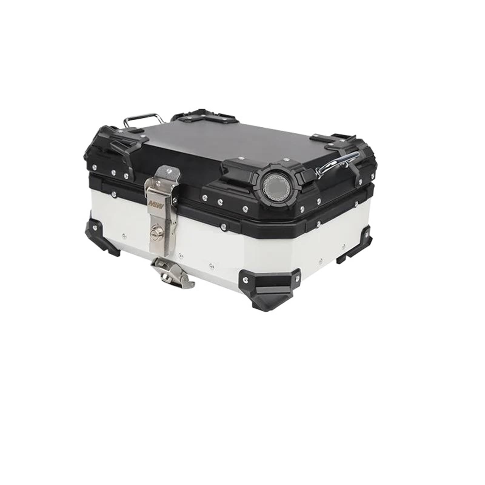 Bauletto Moto Top Box per Moto Baule posteriore per moto da 28 litri, in lega di alluminio, con porta attrezzi, con piastra di base e staffa.(White)