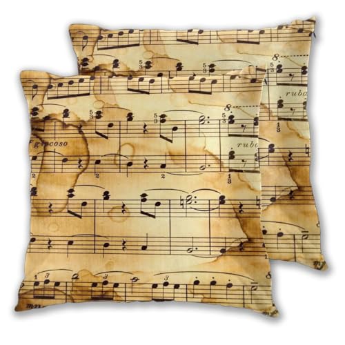 Taies d'oreiller carrées notes de musique lot de 2 pour lit - 3