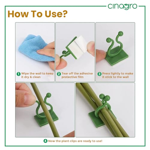 Image of Cinagro Plant Climbing Wall Clips, 30 Pieces with Self-Adhesive, Money Plant Support Clips, Vine Plants Fixing Clips, Invisible Hook Plant Clips for Climbers, Clips, Key Holder, Wires, Ropes