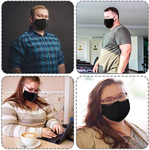 Black Large Adult Cloth Face Protective Shields, 3-Ply Adjustable Reusable Washable Cloth Face Shield Comfort Safety Protection Cotton (3 Pack) (Extra Large) #TOP6