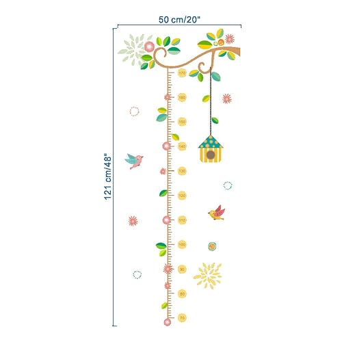 Miniatura 5 de Wland 20 x 48 pulgadas, flores primaverales, vides, hojas, pájaros, jaulas, animales, tabla de crecimiento, calcomanías de vinilo removibles para