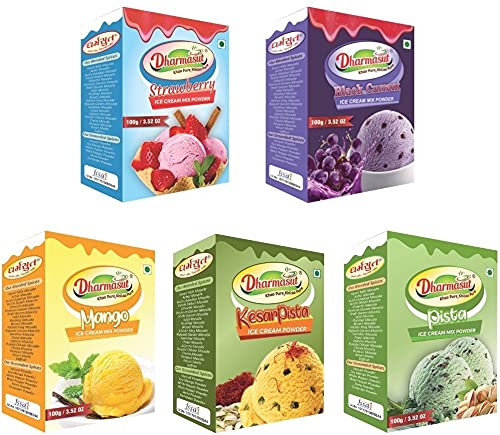 Dharmasut Strawerry + Black Current + Mango + Kesar Pista + Pista Instant Mix Ice Cream Powder (100G*Pack Of 5) | 500G (B099NJ7YRH) Amazon Price History, Amazon Price Tracker