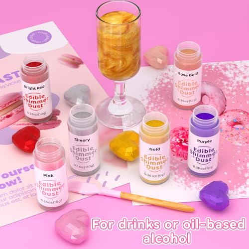 Essbarer Glitzer Spray Gold 10g, Wwtop Lebensmittelfarbe Glitzer Essbares Glitzerpulver für Getränke, Essbares Goldpulver Spray für Backen, Osterkuchen,Cocktails, Schokolade, Kuchen, Fondant