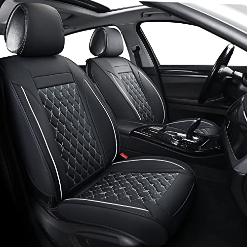 Car seat covers full set, universal fit, faux leather (black/white)