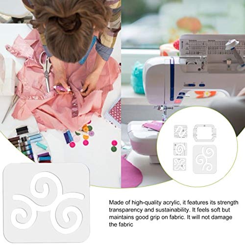 5 Pcs Free Motion Quilting Template Rulers 4Pcs Quilting Ruler 3Mm With Quilting Frame For Domestic Sewing Machine With Low Shank Ruler Add 48Pcs Non-Slip Grips (B) #TOP4