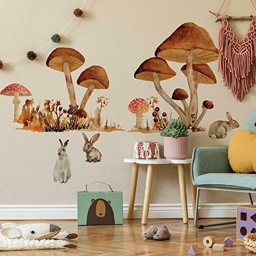 RoomMates RMK4411TBM Mushroom XL Giant Peel and Stick Wall Decals, Brown, Red, White, 58.13 inches x 33.47 inches - Image 2