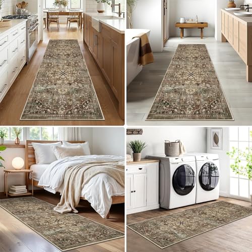 Pauwer Boho Hallway Runner Rug 2x6 Washable Entryway Area Rugs Non Slip Farmhouse Vintage Floor Mat Carpet Runner for Hallways Laundry Room Kitchen Bathroom Bedroom