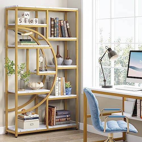 Image of Tribesigns Bookshelf Industrial 5 Tier Etagere Bookcase, Freestanding Tall Bookshelves Display Shelf Storage Organizer with 9-Open Storage Shelf for Living Room, Bedroom