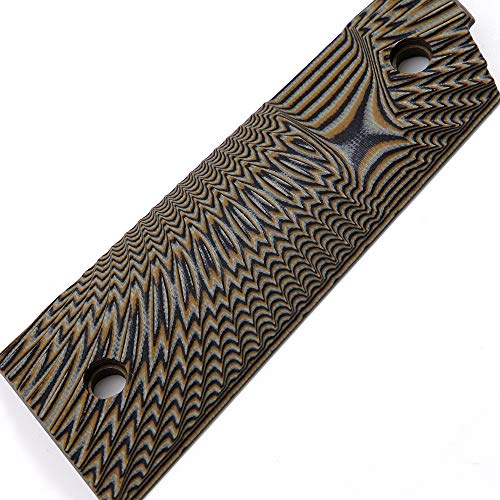 Cool Hand 1911 G10 Grips, Grips Screws Included, Full Size (Government/Commander), Magwell Cut,Big Scoop, Ambi Safety Cut, Sunburst Texture, Coyote #TOP7