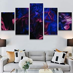SIGNWIN 5 Panel Canvas Wall Art Abstract Colorful...