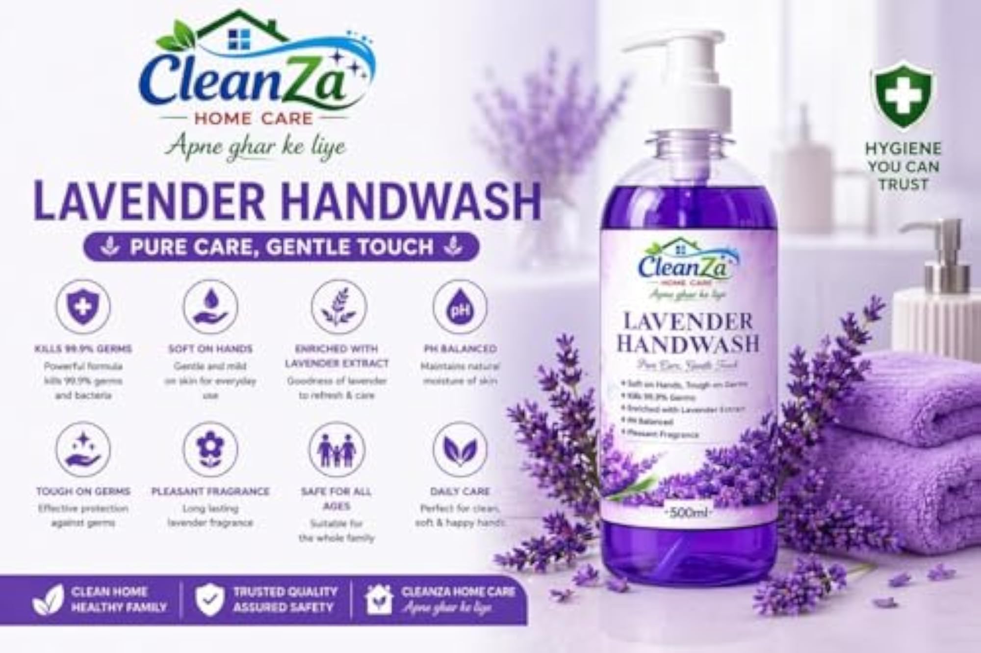 Lavender Hand Wash Liquid, Pack of 3, 500ml