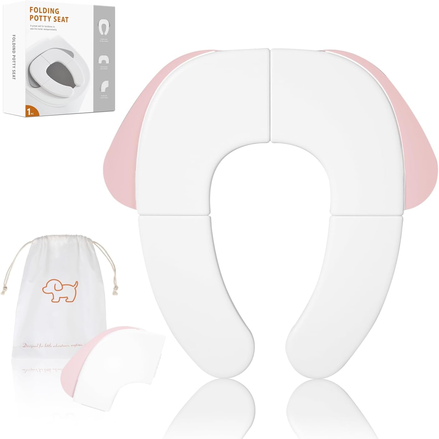 FOOYOO Foldable Toddler Toilet Seat | Portable Potty Training Seat for Travel & Home, Non-Slip, Fits Most Toilets, Easy to Clean, with Travel Bag (Gray)