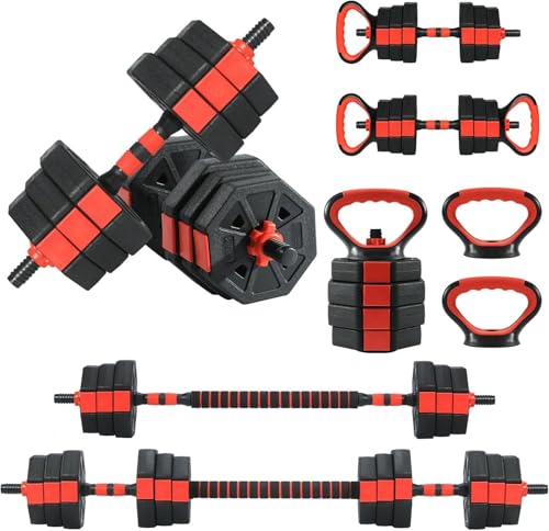 4-in-1 Dumbbell Set 66/88Lbs Adjustable Free Weight Set with Connector Use As Kettlebells Barbell Push Up Stand Multi-Purpose Fitness Equipment for Home Gym Suitable for Men and Women