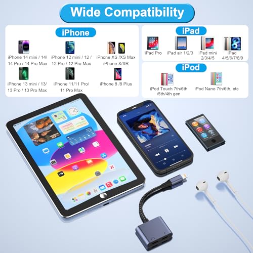 Adaptateur Lightning 2 en 1 double écoute et charge simultanée iPhone 14 13 12 - 5
