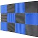 Mybecca 12 Pack Acoustic Panels Studio Foam Wedges Charcoal/Blue 1" X 12" X 12"
