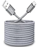 CLEEFUN Long USB-C to USB-A 2.0 Fast Charger Cable 3 M, Nylon Braided Type C Fast Charging Lead for iPhone 15 16 17 Pro Max Plus, iPad, Samsung Galaxy S/A Series, Tablets, Wall/Car Chargers-10ft/Grey
