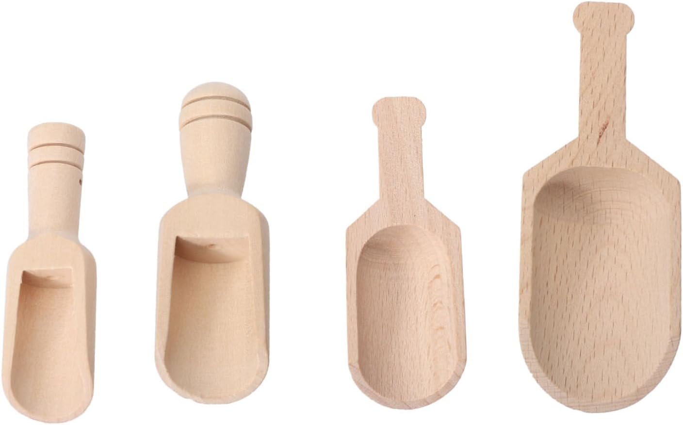4 Piece Wooden Tea Leaf Scoops for Powder, Mini Small Spoons
