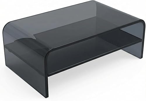 Soporte para monitor y organizador de escritorio de acrílico transparente de 2 niveles, elevador de oficina en casa de 16 x 9.4 x 5.5 pulgadas de