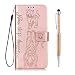 Produktbild Grandoin Hülle für Samsung Galaxy A10S, PU Leder Etui Flip Cover Book Case Prägung Muster Schutzhülle Handytasche Handyhülle [Ständer Kartenfach] [Magnetverschluss] (Rose Gold)