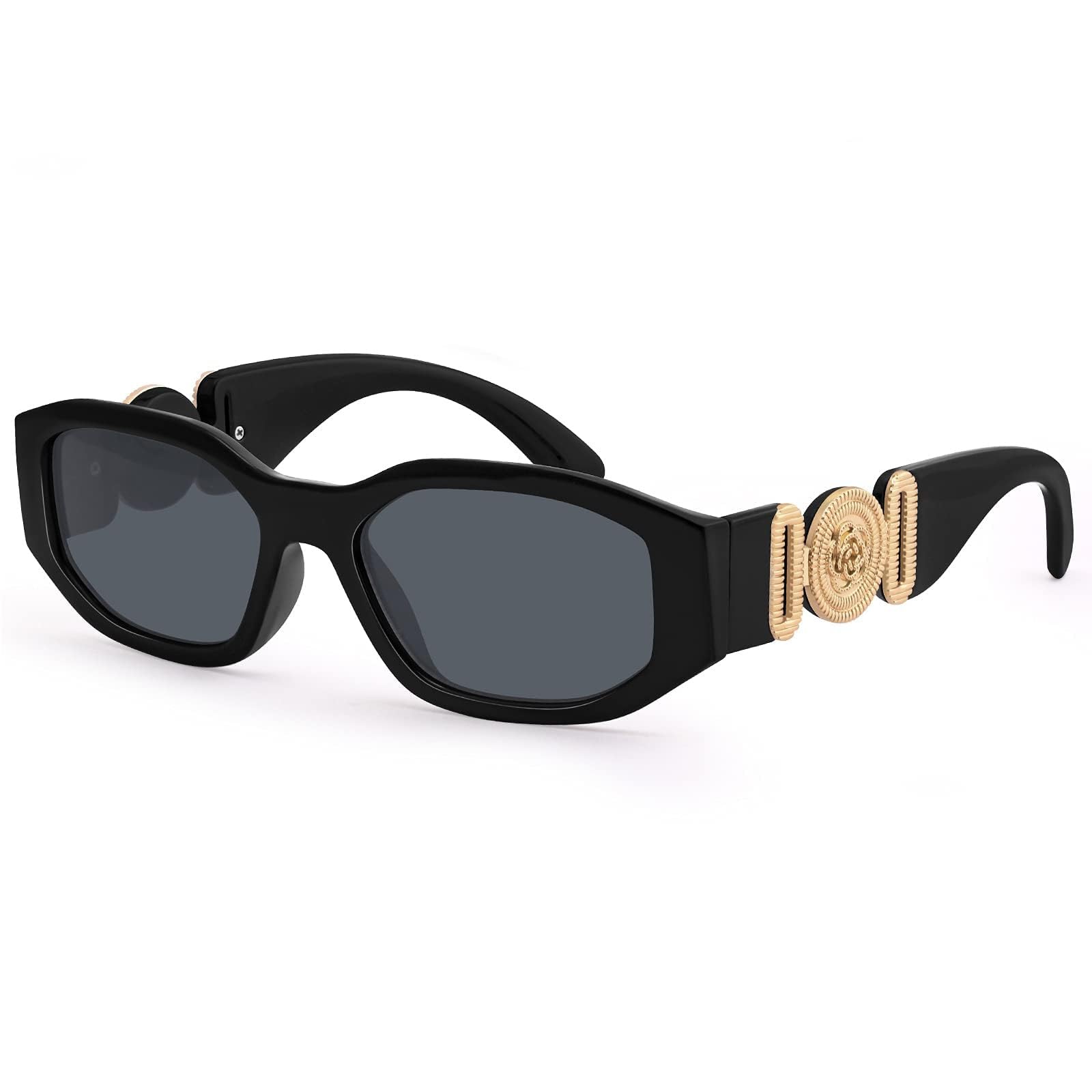 X springPolarized Sunglasses for Women, Irregular Rectangle Sunglasses, Classic Round Sunglasses, Trendy Vintage Design UV Protection Small Sun Glasses for Walking, Driving, Shopping,Taking Photos