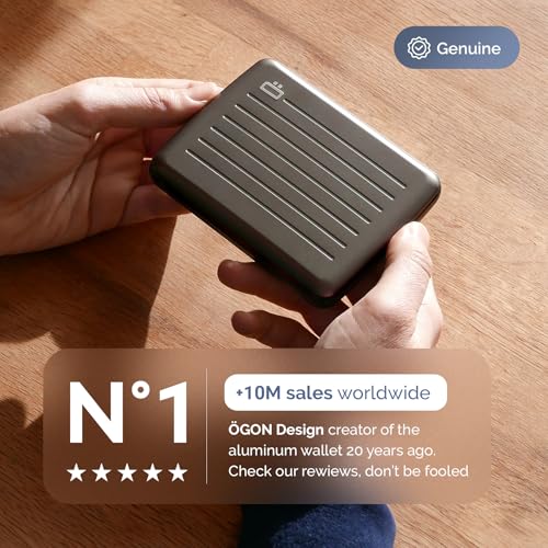 Image of OGON -DESIGNS- Aluminum wallet, Large capacity with metal lock, RFID Protection against fraud and demagnetization, Smart Case OSLO Large model