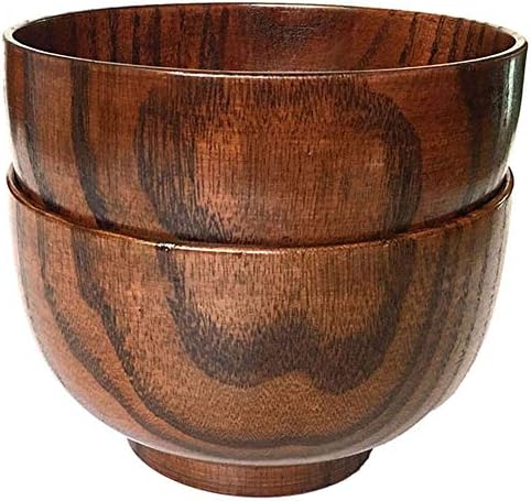 Cospring Handmade Wood Bowl, Mug, for Rice, Soup, Dip, Coffee, Tea, Decoration (2PCS Jujube Bowls, L: 5-1/8 inch Dia by 3-1/8 inch High)