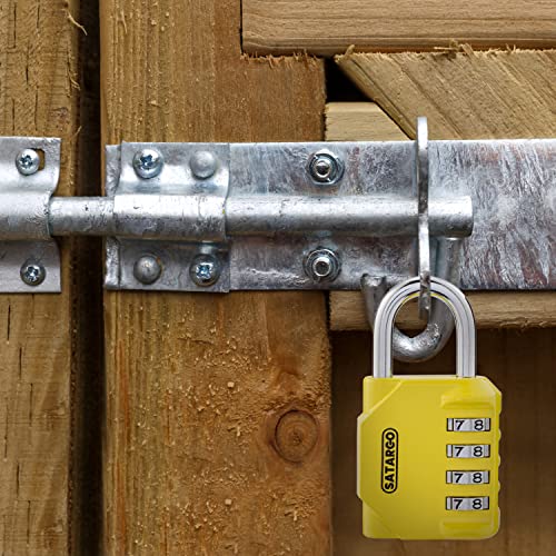 Image of 4 Digit Combination Padlock for Gym Locker - Yellow Weatherproof & Cut Resistant Digital School Locker Padlock