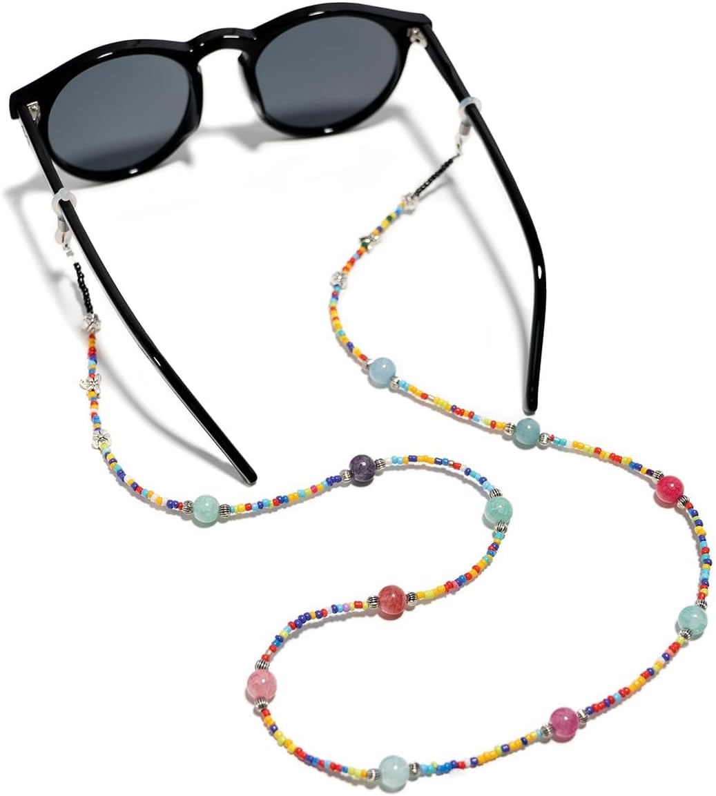 BILIONE Stones Eyeglass Chains, Eye Glasses Strap Around Neck for Women and Men, Sunglasses Holder Hanger Lanyards (colorful)