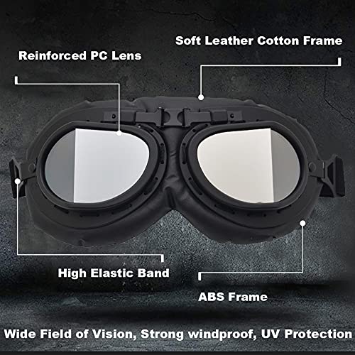 Image of Peicees Vintage Helmet Goggles Motorcycle Goggles Bike Motorcross Pilot Goggle
