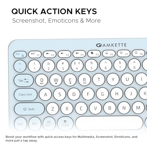 Image of Amkette New and Improved Optimus BT 4 in 1 Multi Device Wireless Keyboard /Bluetooth Keyboard | One Click Device Switching and AI Access for Windows, MacOs, Android and iOS, Dual OS Layout (Blue)