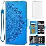 Asuwish Compatible with LG Stylo 2 2+/Stylus 2 Plus/Stylo2 V 2V Verizon Wallet Case and Screen Protector Card Holder Flip Accessories Wrist Strap Stand Cell Phone Cover for G LS775 VS835 Women Blue