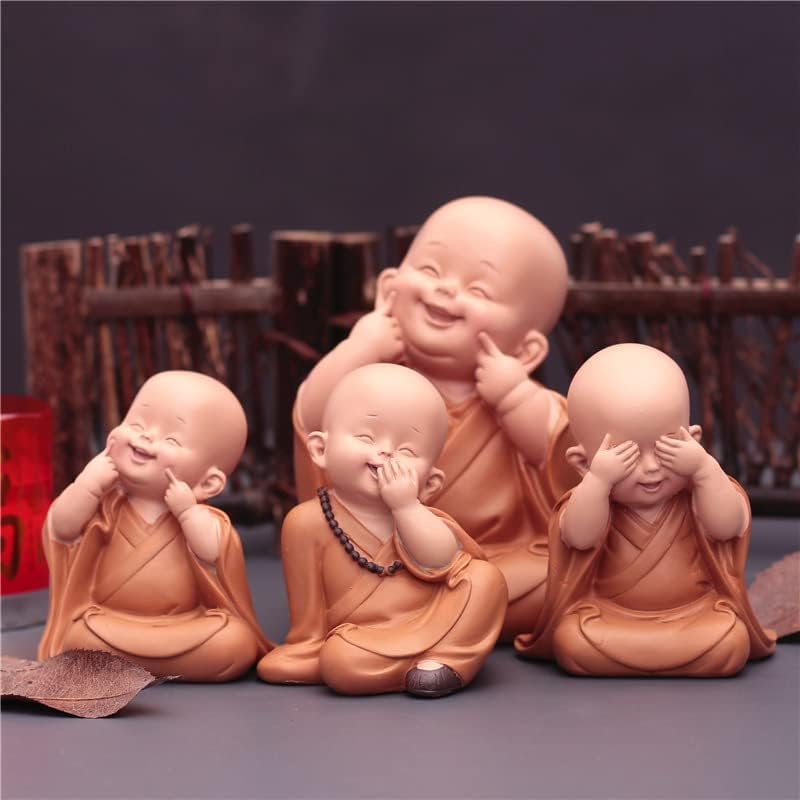 Miniatura 2 de Mini pequeña estatua de Buda monje, adornos de resina, muebles decorativos, estatua de Buda estatua de monje zen para decoración del hogar del coche
