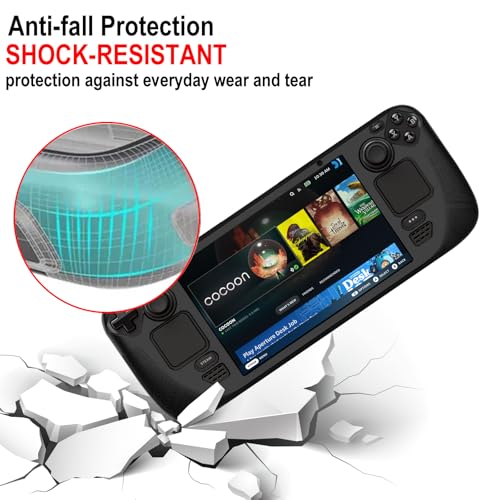 KZIOACSH Case for Steam Deck/Steam Deck OLED with Kickstand, Full Protection Lightweight Shockproof Soft TPU Anti-Scratch Gaming Console Protective Skin Bumper Cover,Black - Image 2