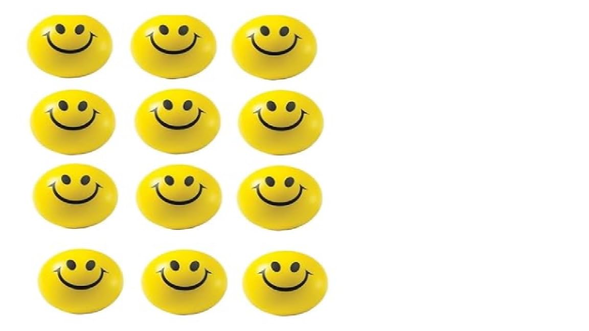 Smiley Face Stress Reliever Soft Ball | Yellow Smile Emoji Squeeze Balls Perfect for Hand Exercise, Playing & Mind Relaxer | Sponge Toy Ball for Kids and Adults | Pack of 12 Smileys (B0D9DBQ1T6) Amazon Price History, Amazon Price Tracker