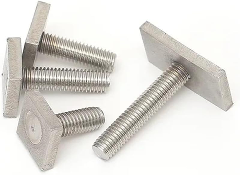 304 Stainless Steel T Shape Track Chute Rail Bolts M6 M8 M10 Square Retangular Head Screws 16 To 50mm Length(M8x16mm 6pcs)