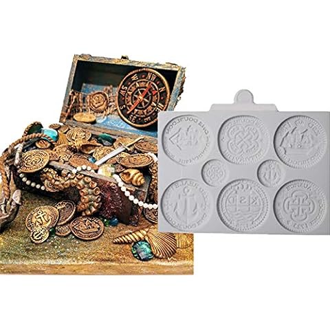 DUBENS Treasure coins silicone mould fondant cake decoration tools silicone mould sugar chocolate baking tools for cake gumpaste mould Cover