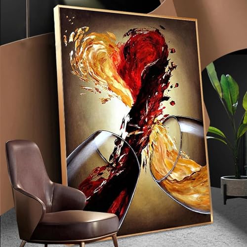 Peinture sur verre de vin rouge 60x80 cm sans cadre pour salon
