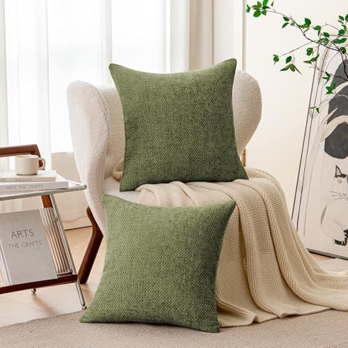 a moment Olive Green Chenille Throw Pillow Covers 12x20 Inch Pack of 2 Modern Decorative Throw Pillow Covers Farmhouse Cross Covers Home Decor for Sofa Bedroom Living Room by a moment - Used condition - Image 4