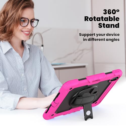 Housse iPad Air 11 2025 antichoc rose avec support et dragonne
