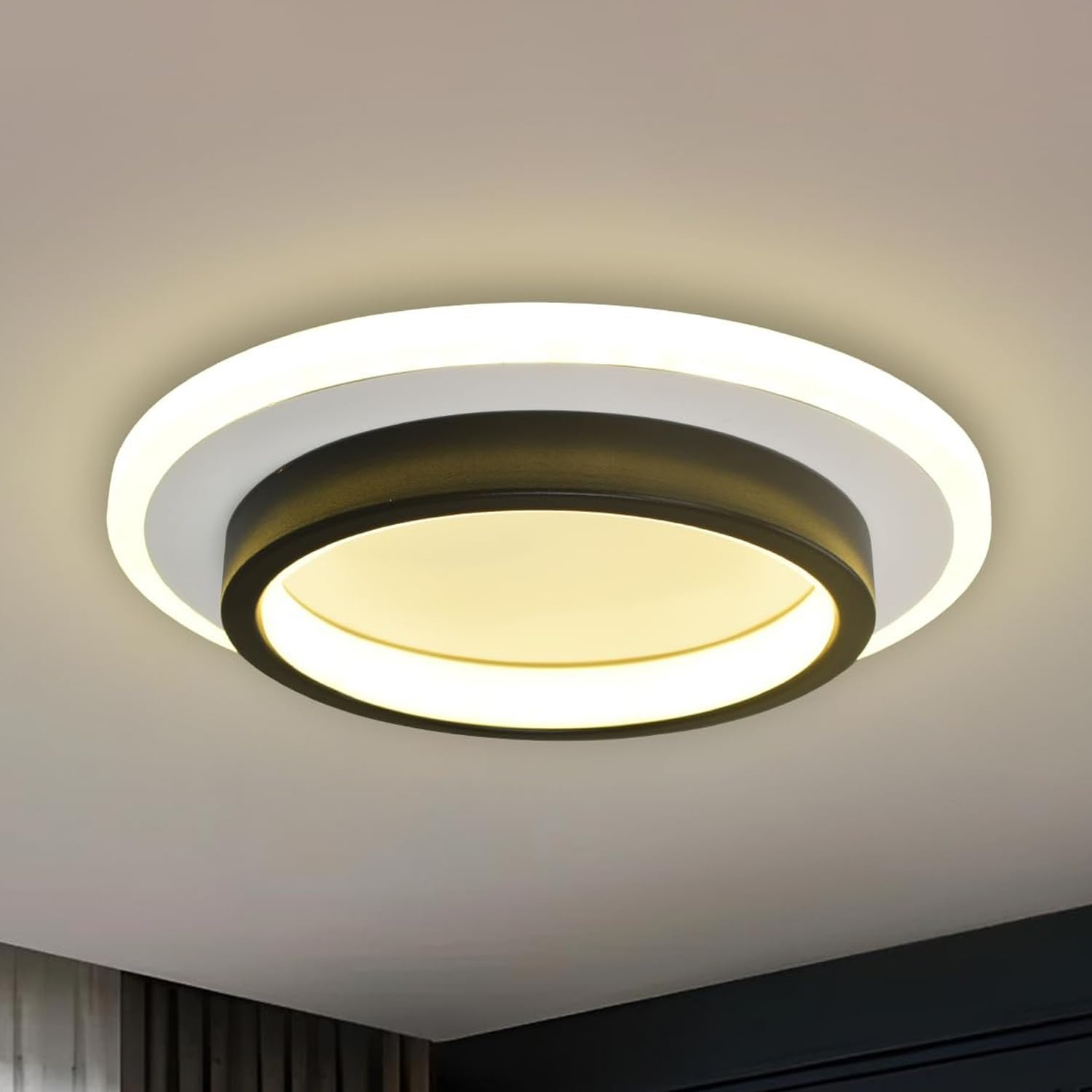 - Smartway® - 38W Round Mabel LED Ceiling Light | Modern Decorative Lamp for Living Room, Bedroom, Office, Dining & Home | 3 Color Mode (Warm, Cold & Natural White) | Metal Body | 1-Year Warranty