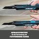 wolfcraft Cuttermesser PRO SAFETY, 25 mm - mit optimale Ergonomie für Links- und Rechtshänder - Extrascharfes Profimesser - Abbrechklingenmesser 4291000