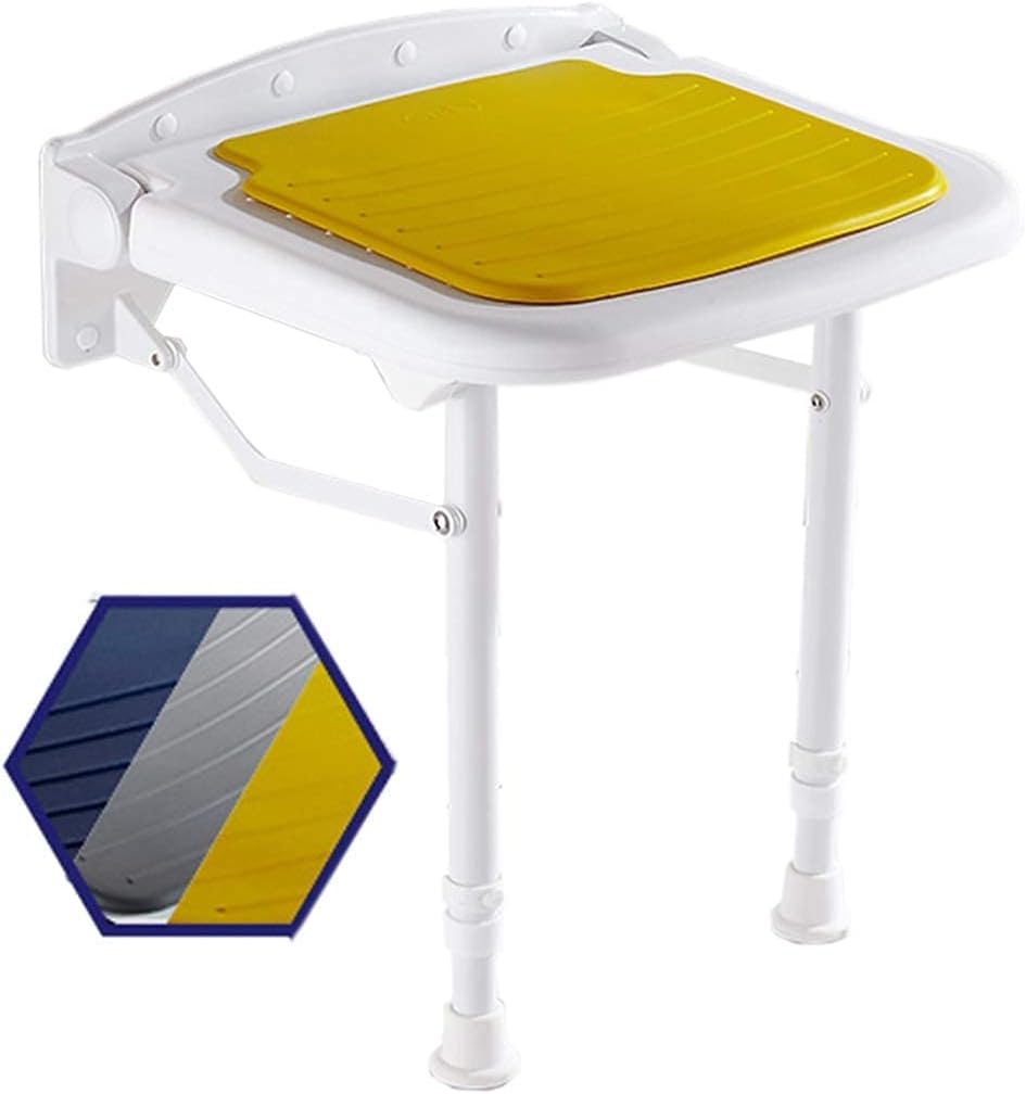 Bathroom Stool,Bath Bathroom Stool,Folding Seat Shower Chair Wall Mount 3 Color Optional Bath Stool,Gray,38×36.5×42.5Cm