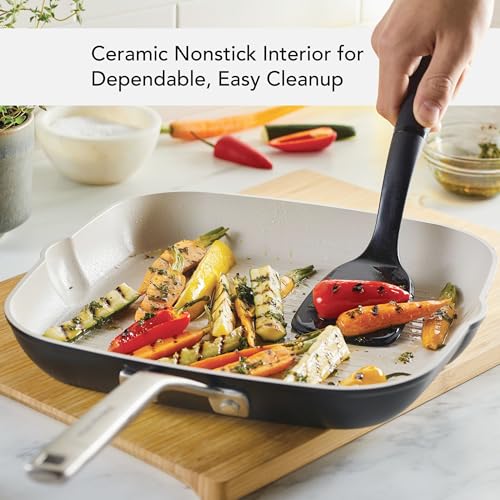 KitchenAid Hard Anodized Ceramic Nonstick Grill Pan/Griddle, Square, 11.25 Inch - Matte Black by KitchenAid - Image 3